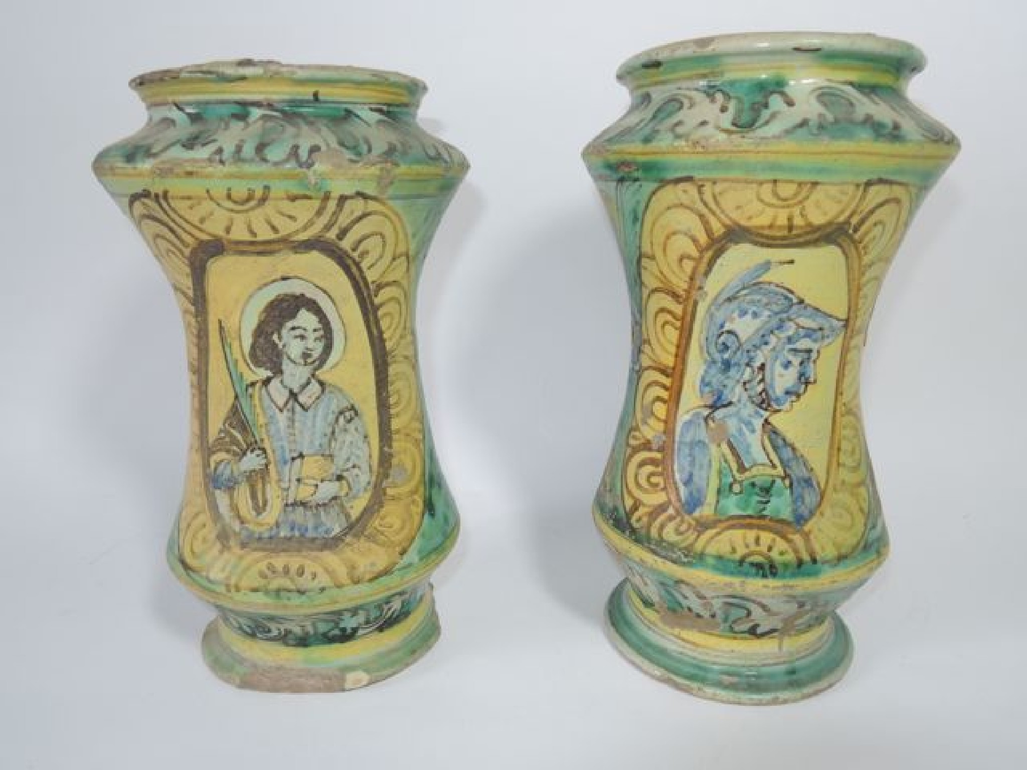 Appraisal: A matched pair of th century continental tin glazed earthenware