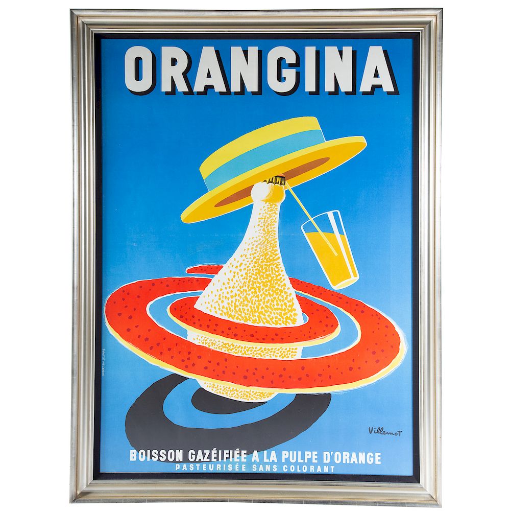 Appraisal: Bernard Villemot Orangina French - Color lithograph signed in stone