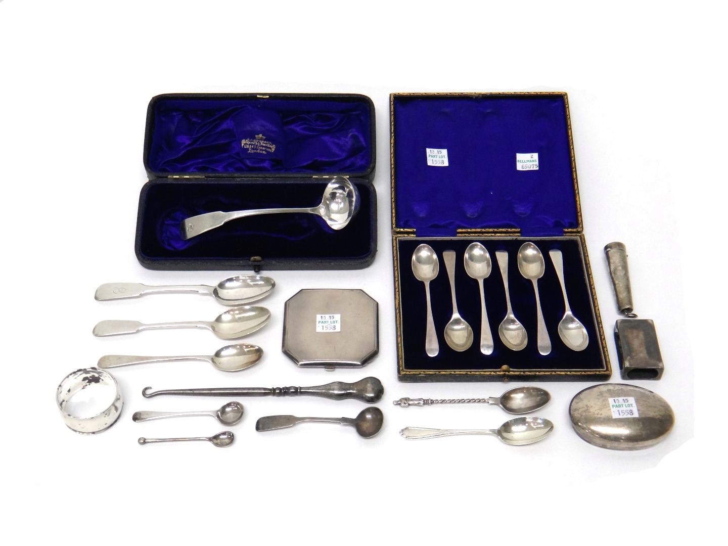 Appraisal: Silver and silver mounted wares comprising a Scottish fiddle pattern