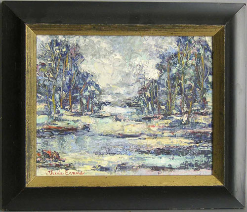 Appraisal: Theda Evans American th c oil on board landscape x