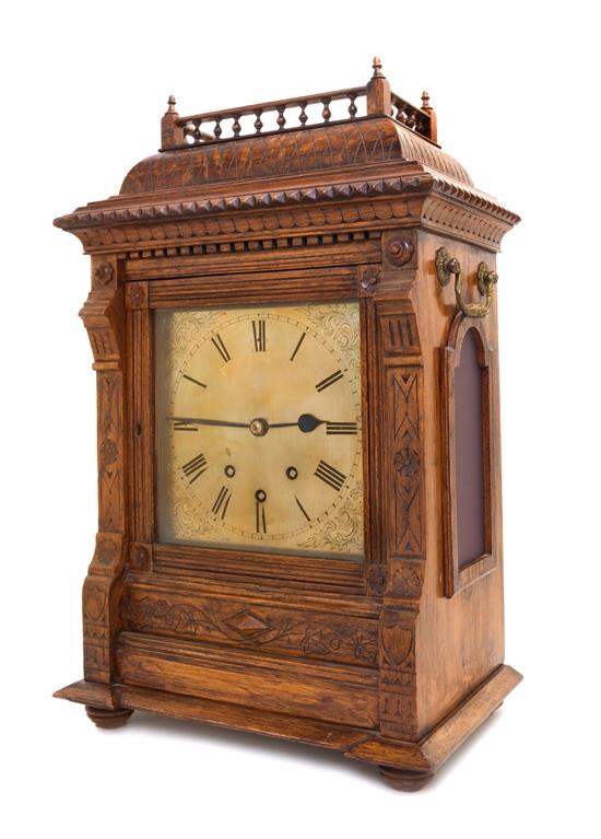 Appraisal: Sale Lot A Victorian Oak Bracket Clock the square metal