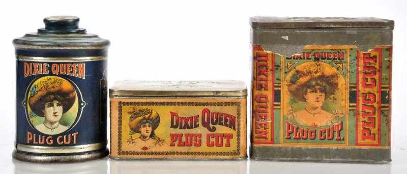 Appraisal: Lot of Dixie Queen Plug Cut Tins Description Early scarce