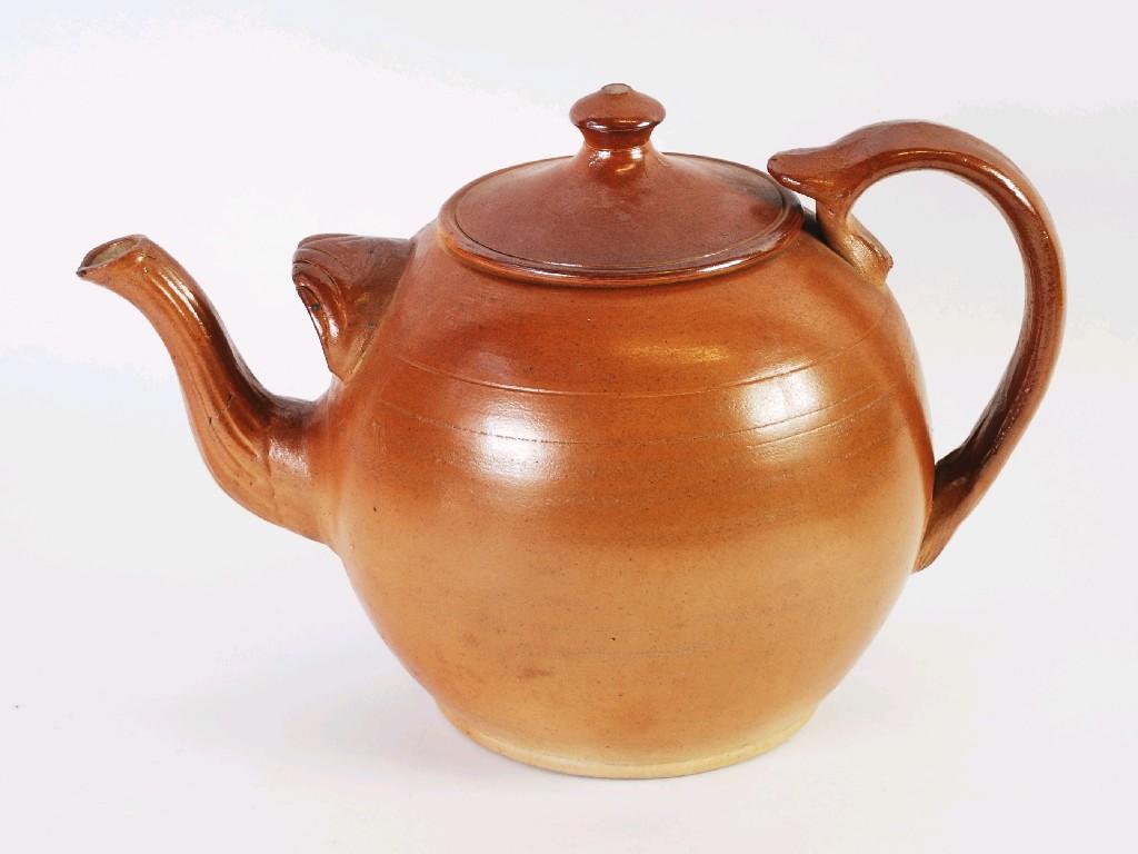 Appraisal: LARGE SALT GLAZED STONEWARE TEAPOT typical form cm high together