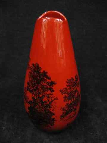 Appraisal: Royal Doulton Rouge Flambe Vase black woodcut style decoration of