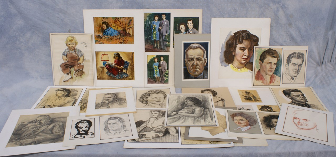 Appraisal: Richard Baldwin American PA b unframed drawings sketches and paintings