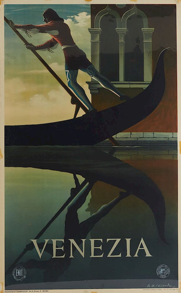 Appraisal: Cassandre Venice Venezia Travel Poster ca Vintage advertising poster by