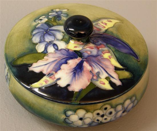 Appraisal: Moorcroft powder bowl and cover decorated with Irises and other