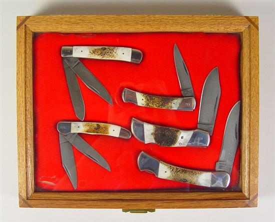 Appraisal: Parker - Edwards Damascus Knife Set Set of five Parker