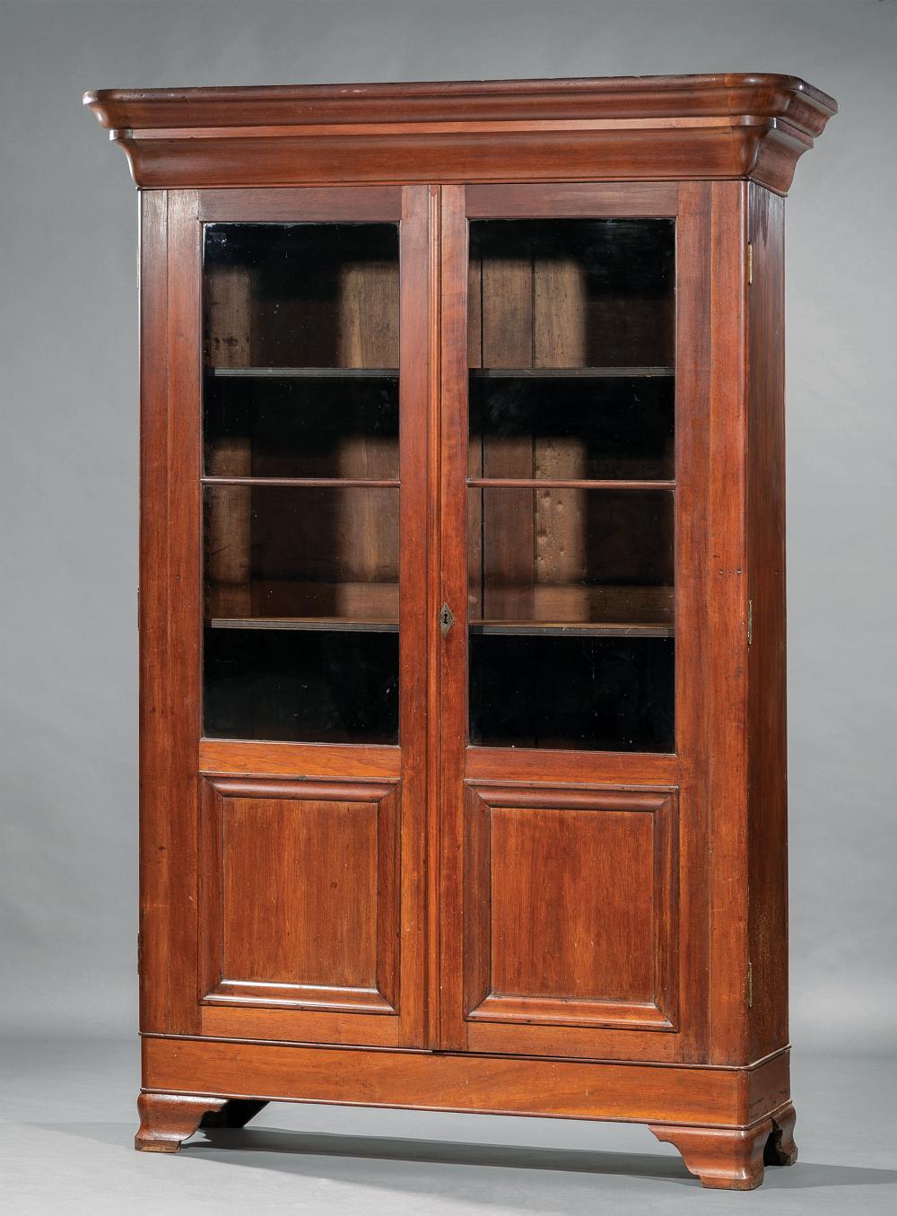 Appraisal: American Late Classical Carved Mahogany Bookcase c probably New Orleans