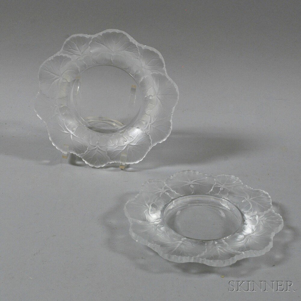 Appraisal: Pair of Small Lalique Lily Pad Dishes France th century