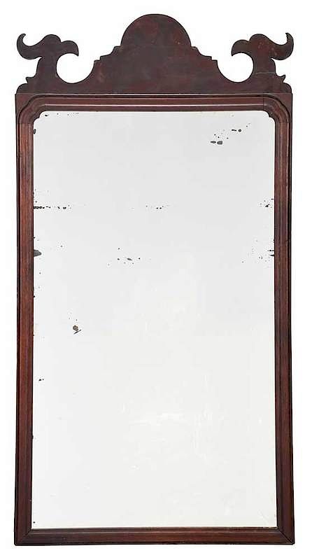 Appraisal: Chippendale Mahogany Mirror British th century carved elements at top