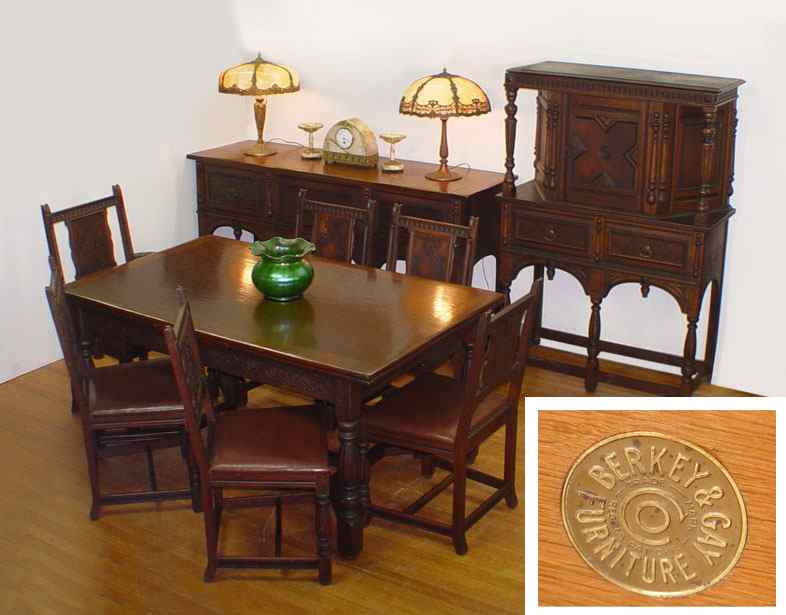 Appraisal: pc BERKEY GAY VICTORIAN ENGLISH OAK STYLE DINING SET Expandable