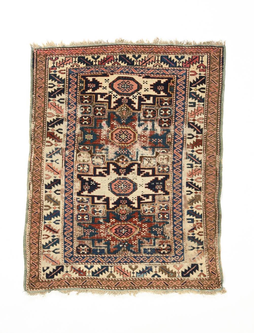 Appraisal: CAUCASIAN DERBENT RUG Mid th century Lesghi Star motif Worn