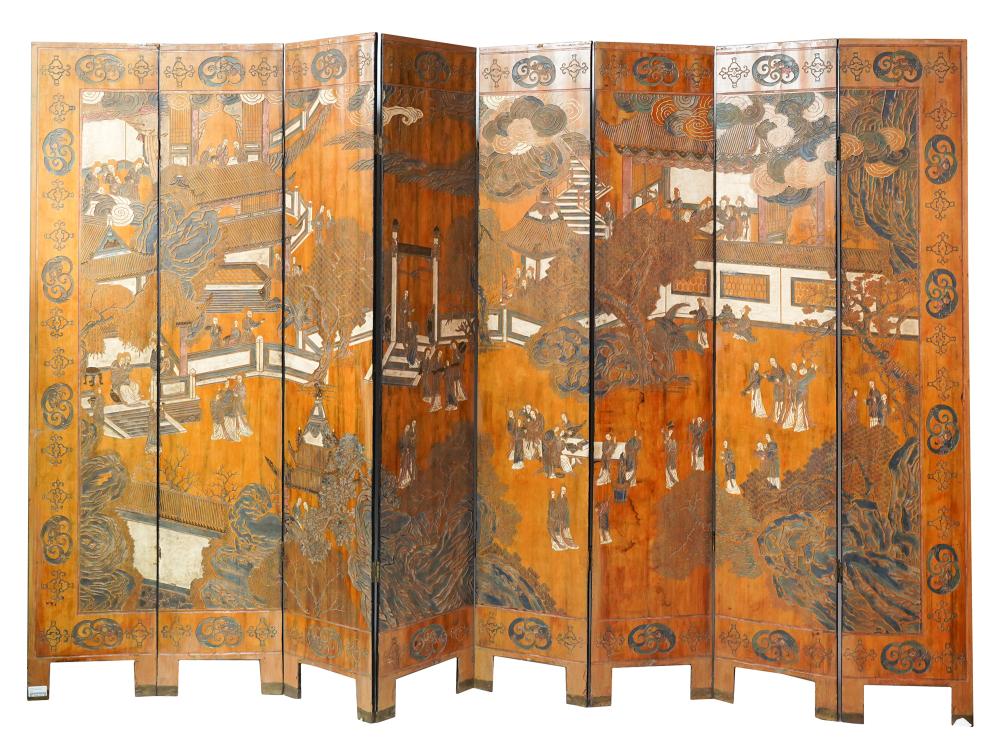 Appraisal: CHINESE EIGHT-PANEL COROMANDEL SCREENdecorated to both sides each panel inches