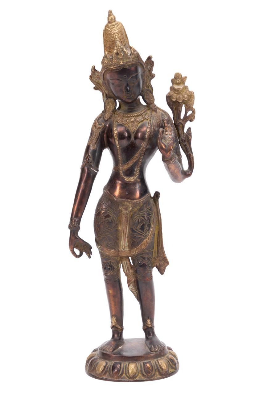 Appraisal: BRONZE STANDING WHITE TARA STATUE Patinated bronze White Tara statue