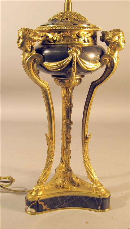 Appraisal: Louis XVI style gilt bronze and marble lamp base With