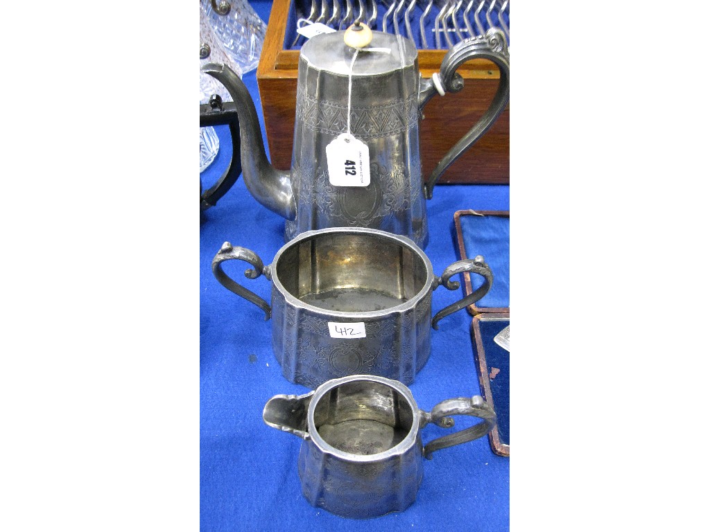 Appraisal: Three piece Britannia metal coffee service