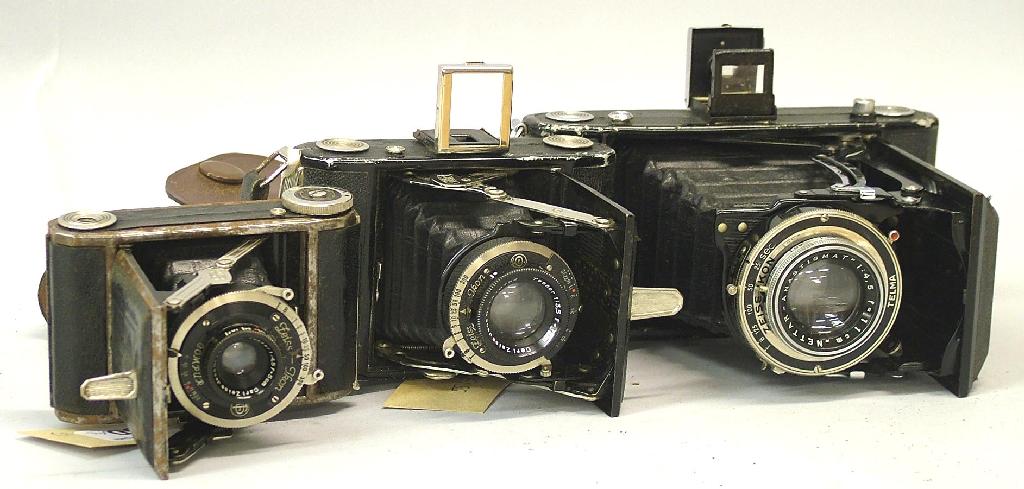 Appraisal: Three Zeiss folding cameras Ikon Ikonta and Telma