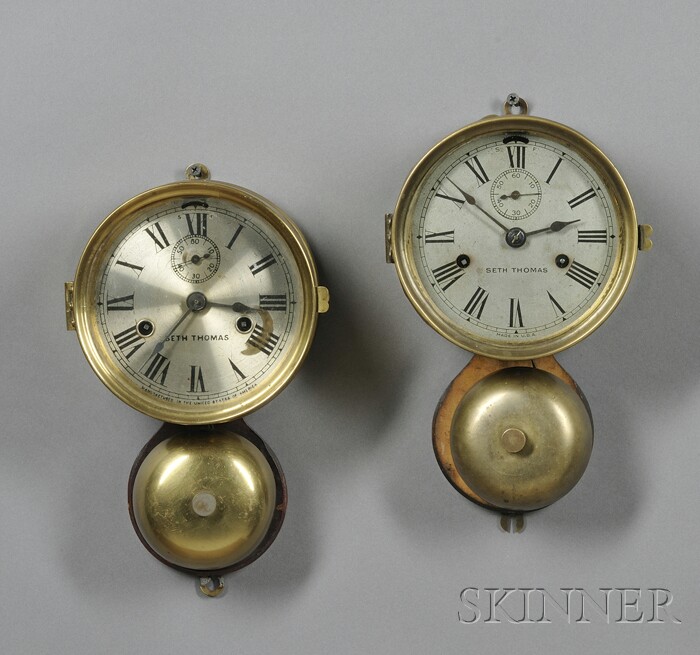 Appraisal: Two Seth Thomas Brass Ship's Clocks Thomaston Connecticut both with