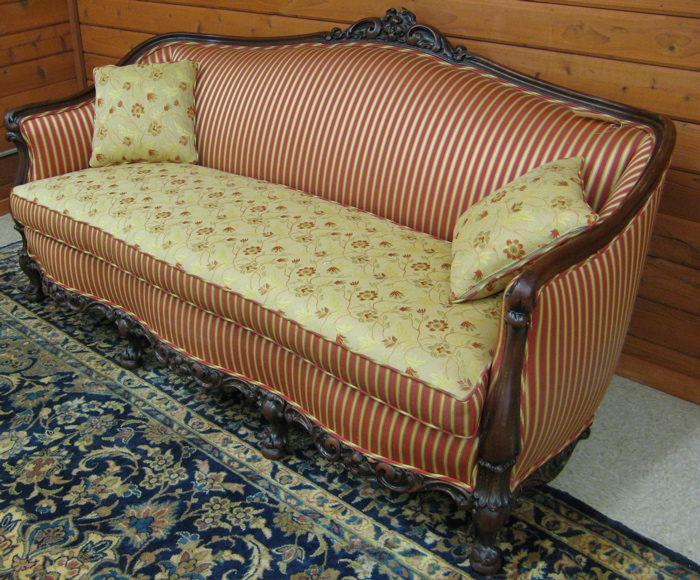 Appraisal: LOUIS XV STYLE SOFA AND ARMCHAIR American c 's The