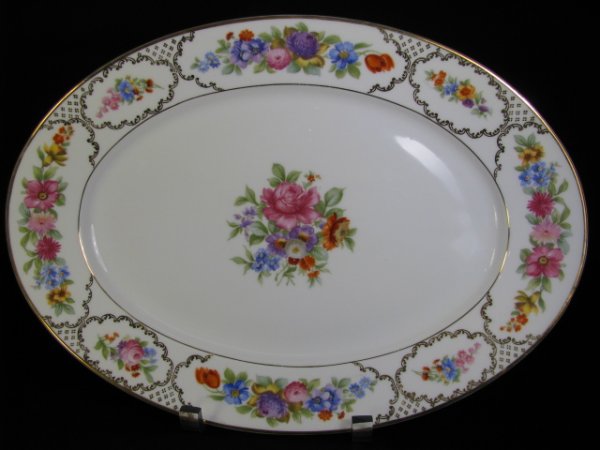 Appraisal: Oval shaped Rosenthal china porcelain floral design serving platter with