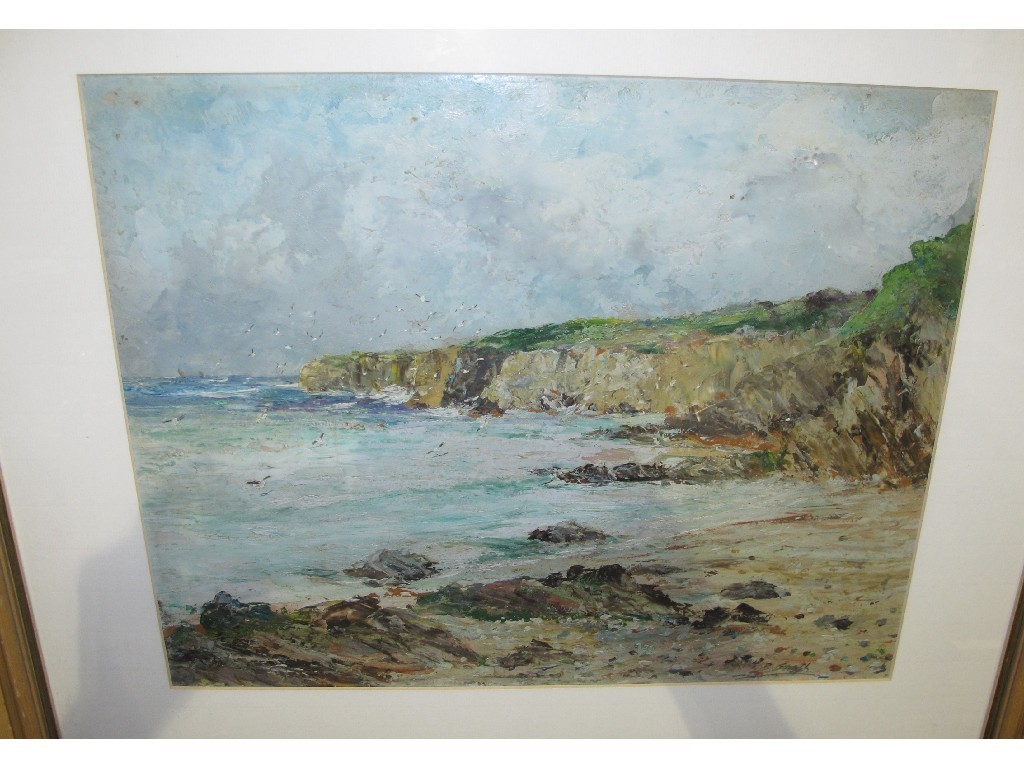 Appraisal: T B SMITH Oil on board coastal scene signed