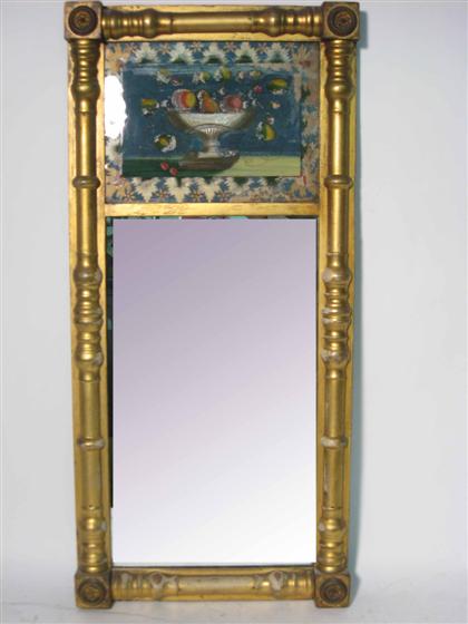 Appraisal: Federal giltwood looking glass with eglomise panel th century