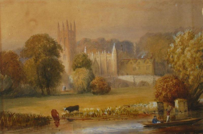 Appraisal: Unknown x unsigned watercolor circa mid th century British cathedral