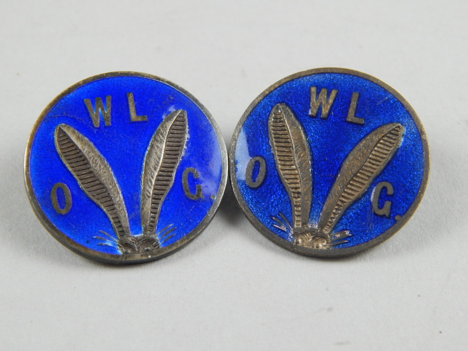 Appraisal: Two blue enamel brooches each with hares head and bearing