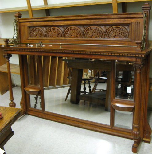 Appraisal: VICTORIAN OAK OVER MANTEL MIRROR American or English c having