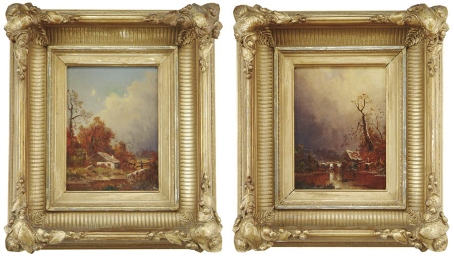 Appraisal: WILLIAM SHERIDAN YOUNG American - PAIR OF LANDSCAPES Small oil