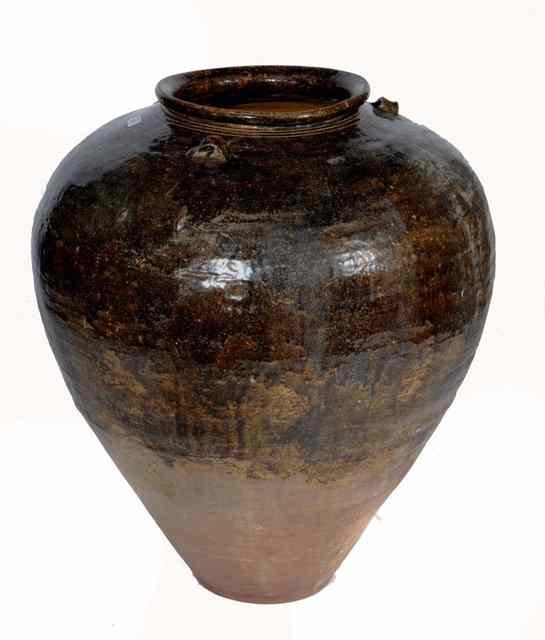 Appraisal: A SIMILAR SOUTH EAST ASIAN LARGE BROWN GLAZE STORAGE JAR