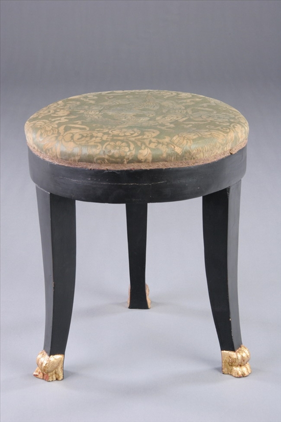 Appraisal: EMPIRE EBONIZED AND PARCEL-GILT STOOL th century Circular padded and