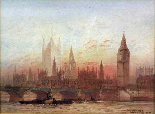 Appraisal: Frederick Edward Joseph Goff - - Watercolour ''Westminster'' ins x