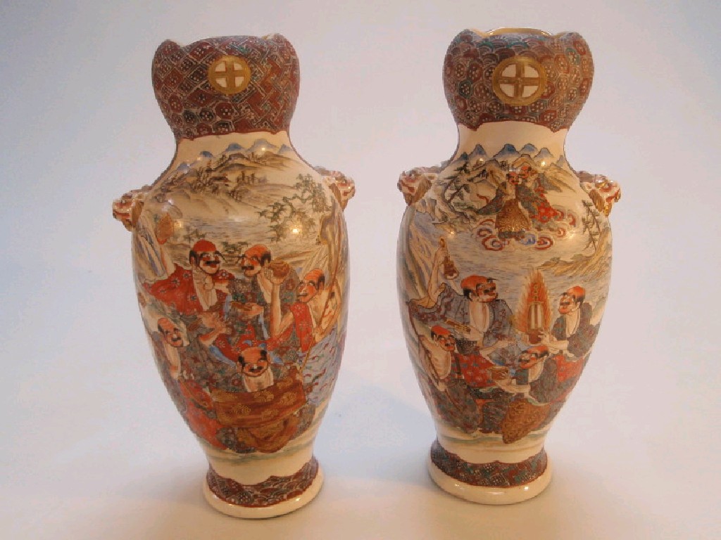 Appraisal: A pair of Meiji period Satsuma vases with cup shaped