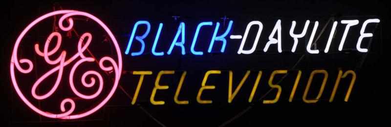 Appraisal: GE Black-Daylight Neon Sign Description s Pink white yellow and