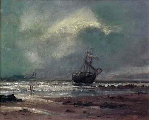 Appraisal: th Century English School - Oil painting - Beached sailing