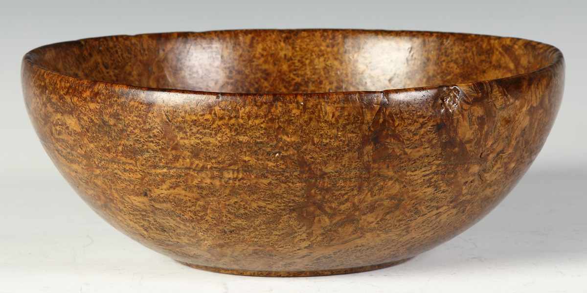 Appraisal: Early th Cent Burl Bowl Turned rim Condition Old refinish