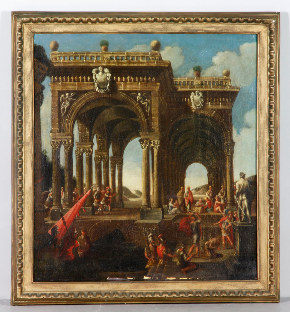 Appraisal: - Manner of Codazzi Arch with Figures O C In