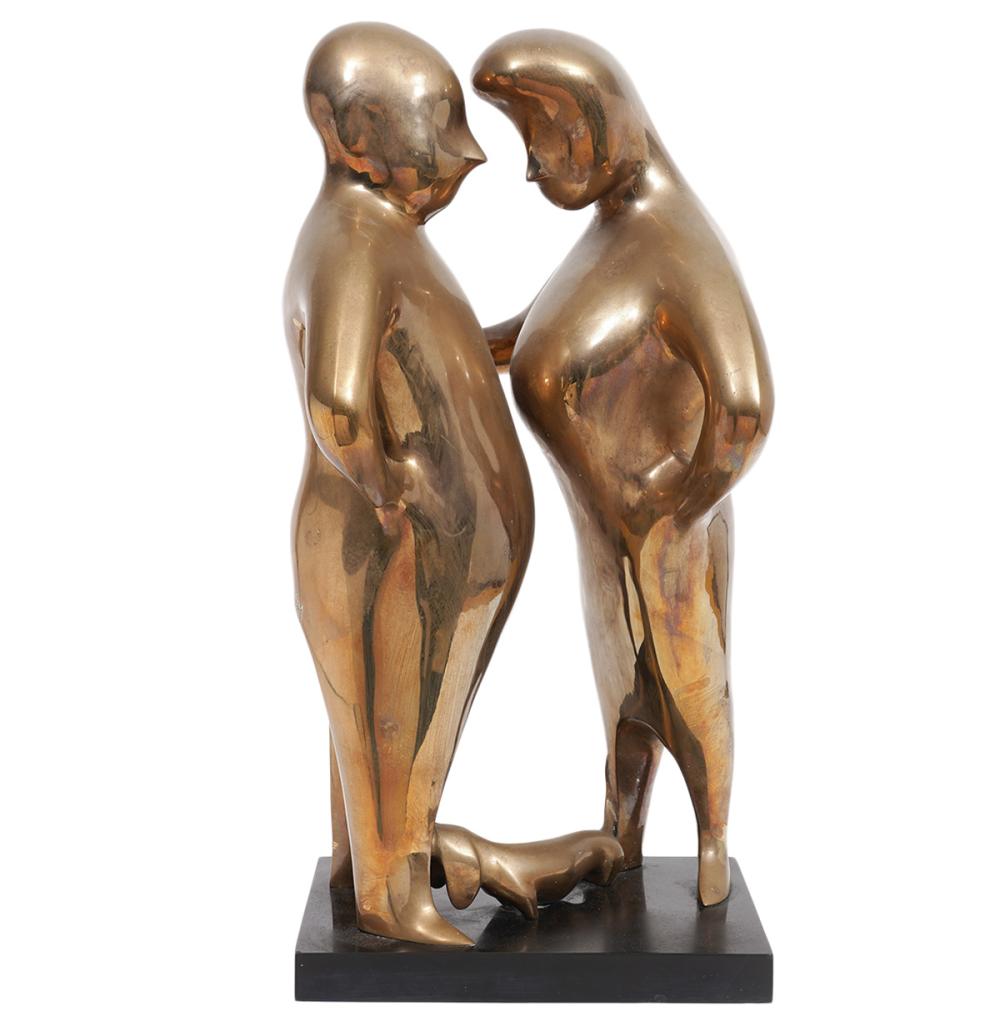 Appraisal: HARRY MARINSKY BRONZE FIGURES WITH DOGHarry Marinsky U K American