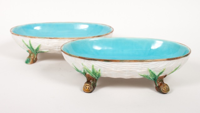 Appraisal: Pair of English majolica footed bowls late th century probably