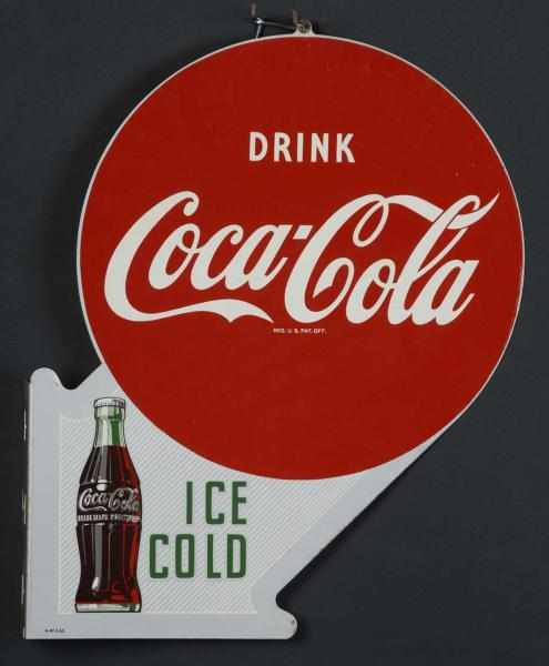 Appraisal: Tin Coca-Cola Ice Cold Flange Sign Description s Never hung