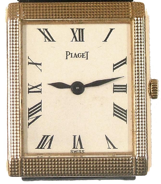 Appraisal: Piaget k slim gentleman's wristwatch the rectangular off-white dial with