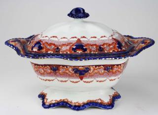 Appraisal: Royal Doulton Burslem Watteau cobalt and transfer decorated soup tureen