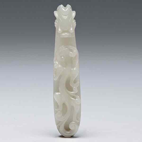 Appraisal: Chinese Jade Garment Hook Chinese th century or earlier A