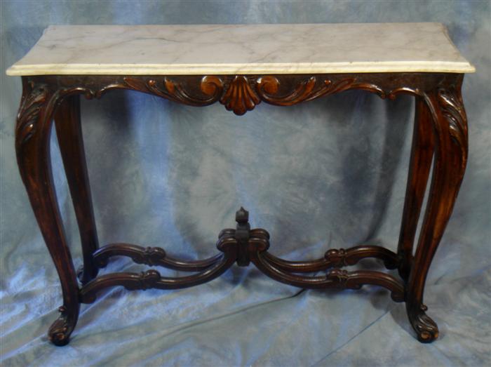 Appraisal: Carved mahogany Victorian style console table w d h Estimate