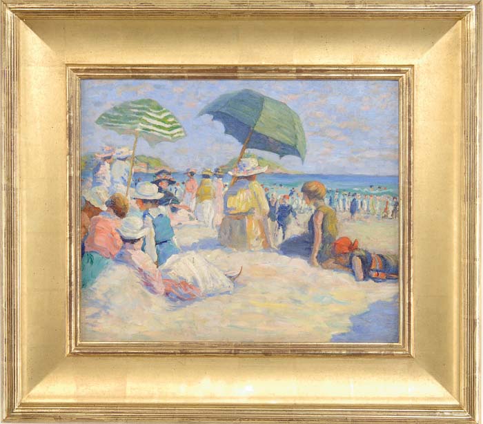 Appraisal: WUANITA SMITH American - BEACH SCENE Outstanding unsigned oil on