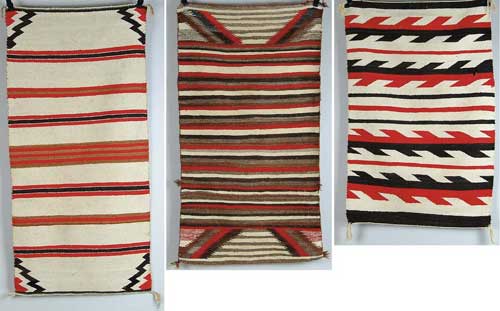 Appraisal: THREE NAVAJO RUGS Mid- th Century Scatter size All three