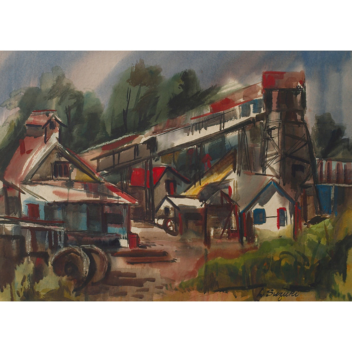 Appraisal: Lewis Suzuki American b The Mill c watercolor x signed