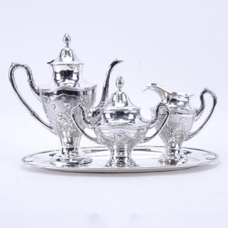 Appraisal: Vintage Chinese Yeching Sterling Silver Four Piece Tea Set Includes